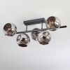 Ripoll ceiling light, globe light chrome, Smoke-coloured, 5-light sources