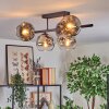 Ripoll ceiling light, globe light chrome, clear, Smoke-coloured, 5-light sources