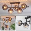 Koyoto ceiling light, globe light clear, Smoke-coloured, 5-light sources