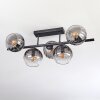 Koyoto ceiling light, globe light clear, Smoke-coloured, 5-light sources