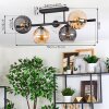 Koyoto ceiling light, globe light Amber, clear, Smoke-coloured, 5-light sources