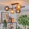 Koyoto ceiling light, globe light Amber, clear, Smoke-coloured, 5-light sources