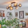 Koyoto ceiling light, globe light clear, Smoke-coloured, 8-light sources