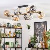 Koyoto ceiling light, globe light gold, black, 10-light sources