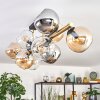 Koyoto ceiling light, globe light gold, black, 10-light sources