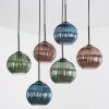 Koyoto hanging light, globe light, pendant light blue, green, coppery, 6-light sources