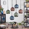 Koyoto hanging light, globe light, pendant light blue, green, coppery, 6-light sources