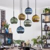Koyoto hanging light, globe light, pendant light blue, gold, green, 6-light sources
