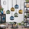Koyoto hanging light, globe light, pendant light blue, gold, green, 6-light sources