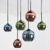 Koyoto hanging light, globe light, pendant light blue, green, coppery, 6-light sources