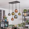 Koyoto hanging light, globe light, pendant light blue, green, coppery, 6-light sources