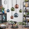Koyoto hanging light, globe light, pendant light blue, green, coppery, 6-light sources