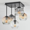 Ripoll ceiling light, globe light Amber, clear, Smoke-coloured, 5-light sources