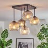 Ripoll ceiling light, globe light Amber, clear, Smoke-coloured, 5-light sources