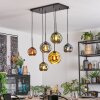 Ripoll hanging light, globe light, pendant light blue, gold, green, coppery, 6-light sources