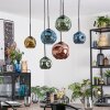 Ripoll hanging light, globe light, pendant light blue, gold, green, coppery, 6-light sources