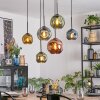 Ripoll hanging light, globe light, pendant light blue, gold, green, coppery, 6-light sources