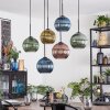 Koyoto hanging light, globe light, pendant light blue, gold, green, coppery, 6-light sources
