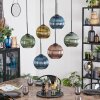 Koyoto hanging light, globe light, pendant light blue, gold, green, coppery, 6-light sources