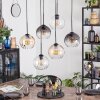 Koyoto hanging light, globe light, pendant light Amber, clear, Smoke-coloured, 6-light sources
