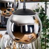 Gastor hanging light, globe light, pendant light Amber, chrome, clear, Smoke-coloured, 6-light sources