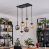 Gastor hanging light, globe light, pendant light Amber, chrome, clear, Smoke-coloured, 6-light sources