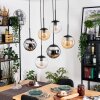 Gastor hanging light, globe light, pendant light Amber, chrome, clear, Smoke-coloured, 6-light sources