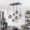 Koyoto hanging light, globe light, pendant light Smoke-coloured, 6-light sources