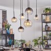 Koyoto hanging light, globe light, pendant light Amber, clear, Smoke-coloured, 6-light sources