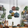 Koyoto hanging light, globe light, pendant light blue, gold, green, coppery, 6-light sources