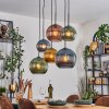 Koyoto hanging light, globe light, pendant light blue, gold, green, coppery, 6-light sources
