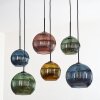 Koyoto hanging light, globe light, pendant light blue, gold, green, coppery, 6-light sources