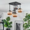 Ripoll ceiling light, globe light Amber, Smoke-coloured, 5-light sources