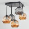 Ripoll ceiling light, globe light Amber, Smoke-coloured, 5-light sources