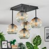 Ripoll ceiling light, globe light Amber, clear, 5-light sources
