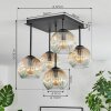 Ripoll ceiling light, globe light Amber, clear, 5-light sources