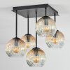 Ripoll ceiling light, globe light Amber, clear, 5-light sources