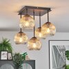 Ripoll ceiling light, globe light Amber, clear, 5-light sources