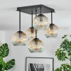 Ripoll ceiling light, globe light Amber, clear, 5-light sources