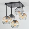 Ripoll ceiling light, globe light Amber, clear, Smoke-coloured, 5-light sources