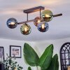 Chehalis ceiling light, globe light blue, green, coppery, 5-light sources
