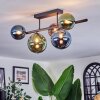Chehalis ceiling light, globe light blue, green, coppery, 5-light sources