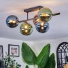 Chehalis ceiling light, globe light blue, green, coppery, 5-light sources