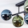 Chehalis ceiling light, globe light blue, green, coppery, 5-light sources
