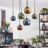 Koyoto hanging light, globe light, pendant light blue, gold, green, coppery, 6-light sources