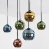 Koyoto hanging light, globe light, pendant light blue, gold, green, coppery, 6-light sources