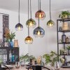 Koyoto hanging light, globe light, pendant light blue, gold, green, clear, coppery, 6-light sources