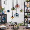 Koyoto hanging light, globe light, pendant light blue, gold, green, clear, coppery, 6-light sources