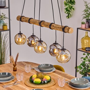 Ripoll hanging light, globe light, pendant light Ecru, black, 5-light sources