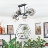 Koyoto ceiling light, globe light clear, Smoke-coloured, 6-light sources